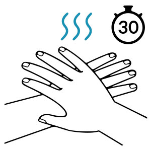 RUB HANDS FOR 30 SECONDS UNTIL HANDS FEEL DRY
